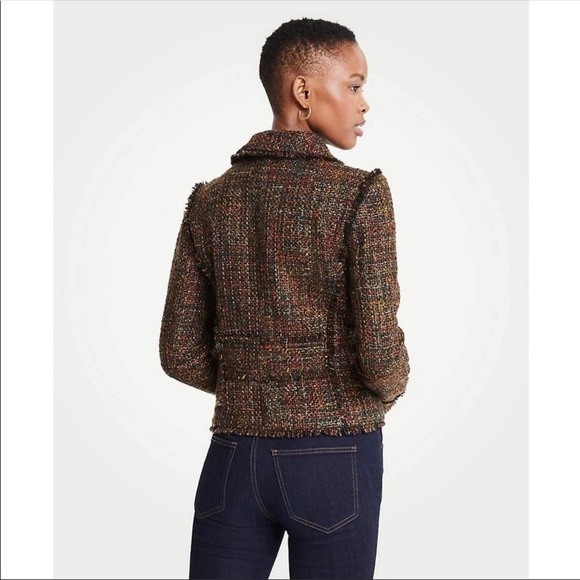Ann Taylor Fringe Tweed Moto Jacket Size 6 NWT - Picture 3 of 8